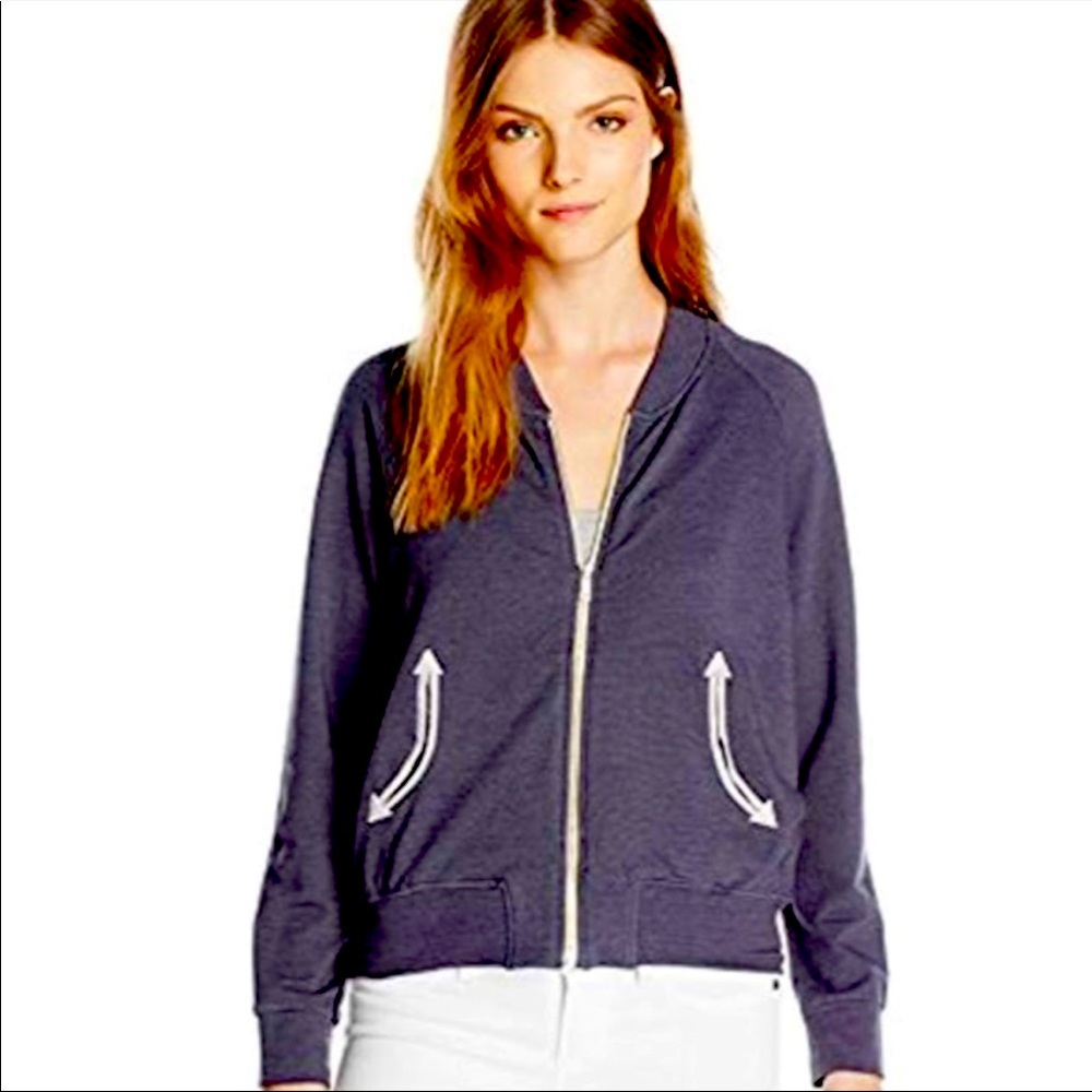 Monrow Cowboy Bomber Zip Up Sweatshirt Size M